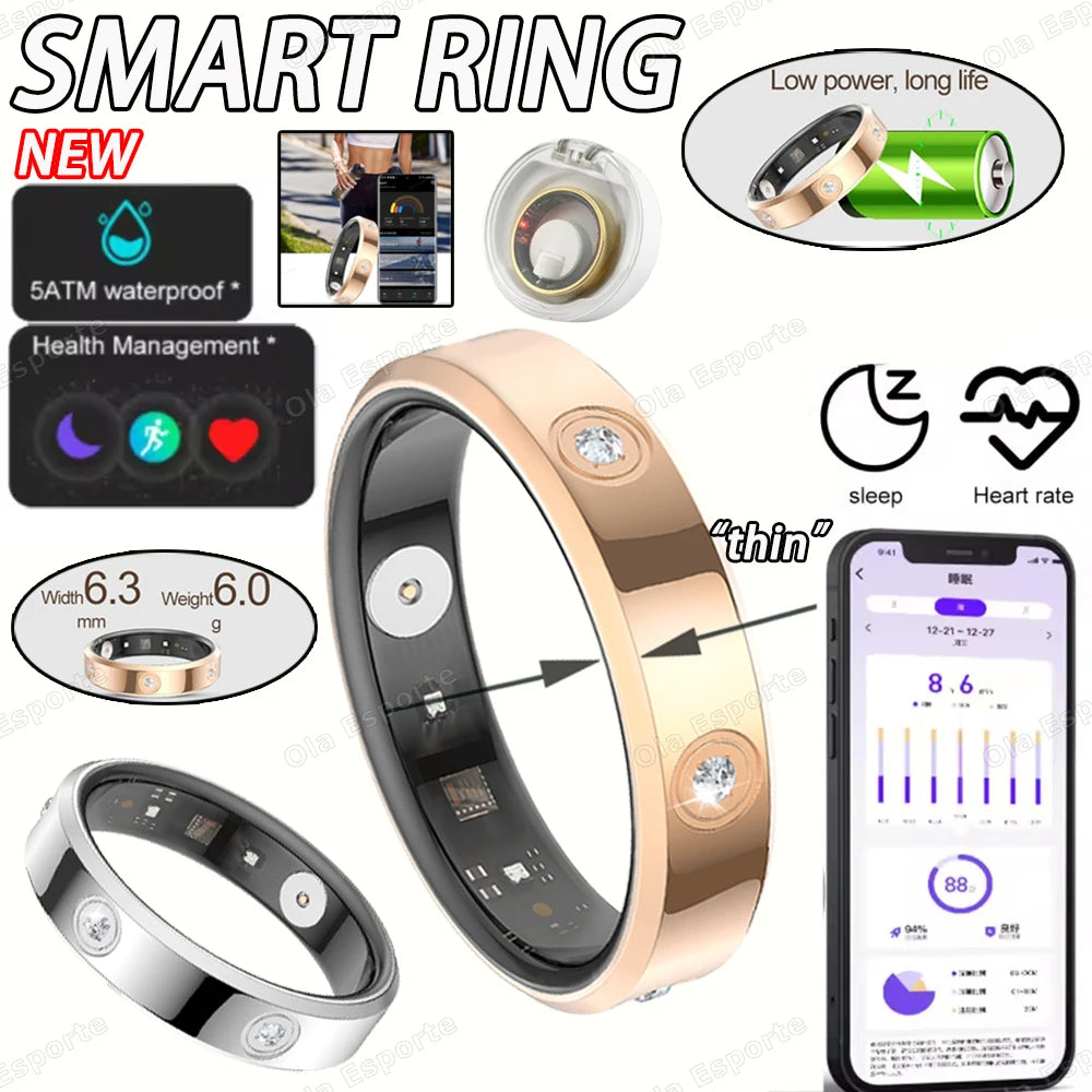2025 Fashion Smart Ring – Stress & Health Tracker